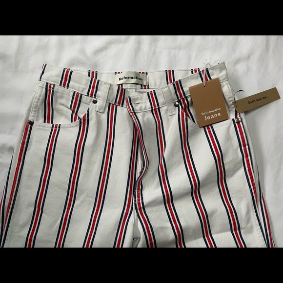 Reformation // Roper Pants // Size 29 // White Red Blue // Wide Leg - Picture 3 of 6